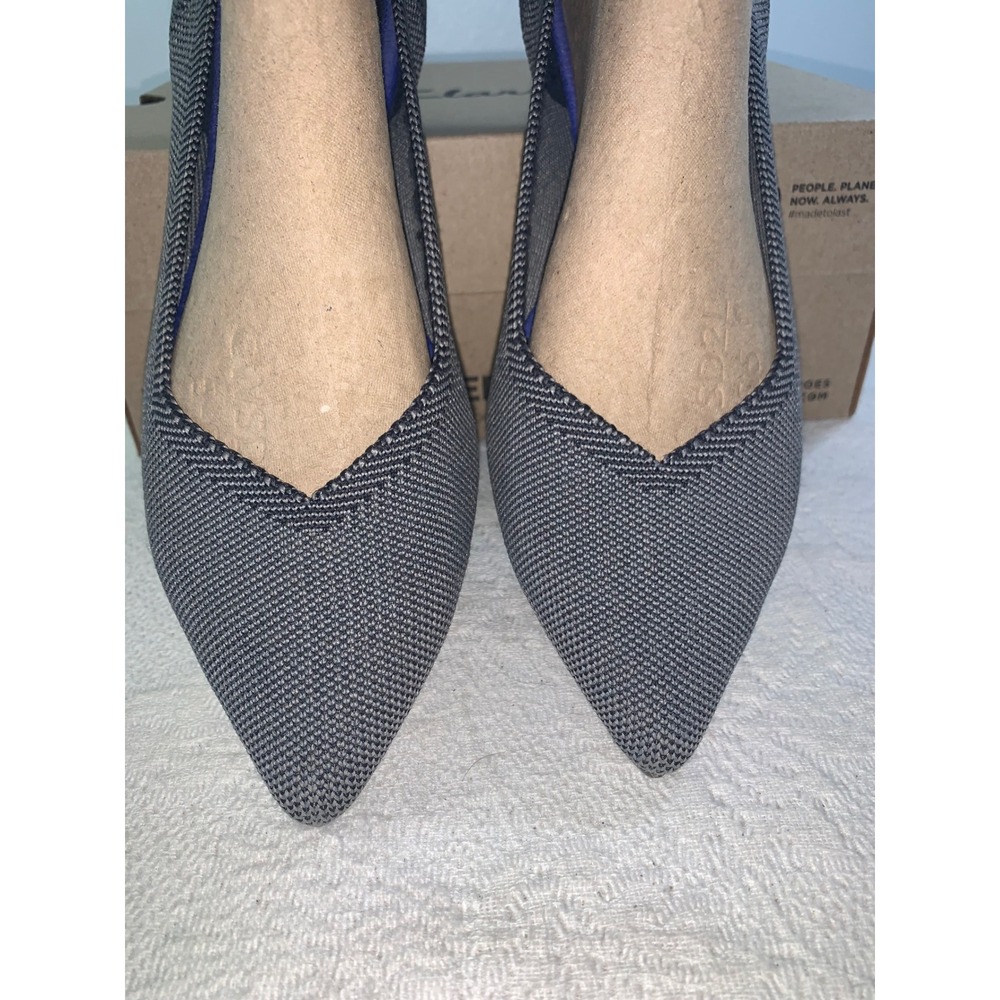 Rothys The Point Flats Slate Heather Gray Pointed Toe Knit Shoes Womens 9 - Picture 3 of 7
